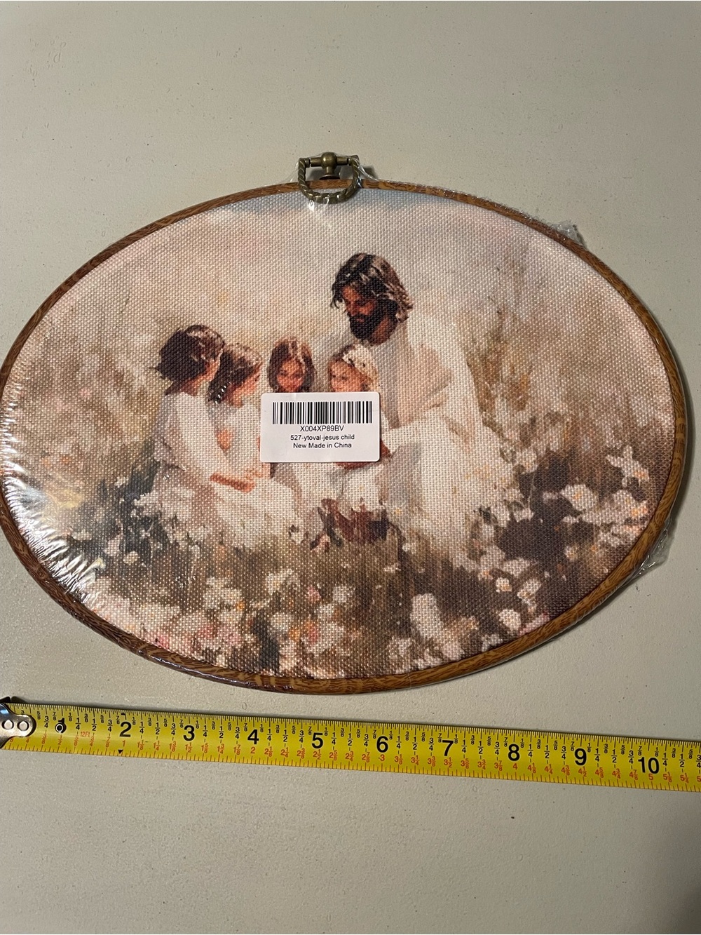 Religious Wall Art Oval Print in Cream and Brown New
